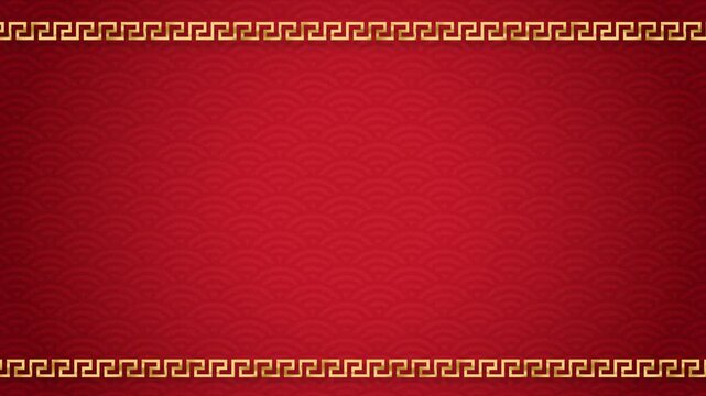 Chinese animation background with red texture and gold border frame, perfect for festive titles, celebration greetings, and traditional cultural videos.