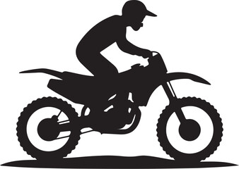 Fototapeta premium Motocross rider silhouette on a dirt bike in an action pose, isolated vector illustration