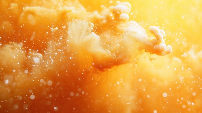 Abstract orange ink swirling in liquid, vibrant color explosion - Powered by Adobe