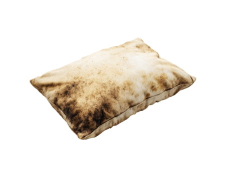 Used, stained pillow, off-white