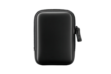 Black, rectangular, padded case, likely for a phone