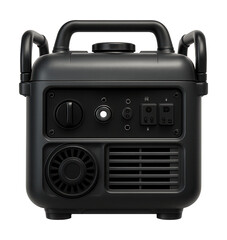 Compact gasoline generator with collapsible handles for easy garage storage.