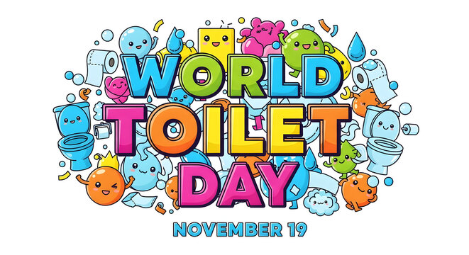 World toilet day celebration with cute toilet characters
