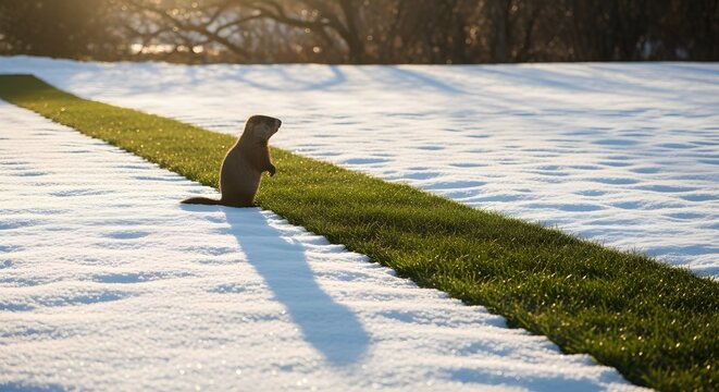 Groundhog Shadow Silhouette - Winter Spring Divide for Groundhog Day Forecast