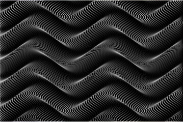 Abstract Black and White Wavy Grid Pattern
