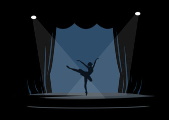 Ballerina Silhouette Dancing on Stage