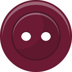 Fototapeta premium A Round Maroon Colored Sewing Button with Two White Holes in the Center on a Transparent Background Detailed Vector Graphic