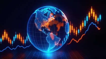 Global Finance and Data Analytics Exploring Market Trends with Digital Globe Technology and Investment Visualization Insights - Powered by Adobe