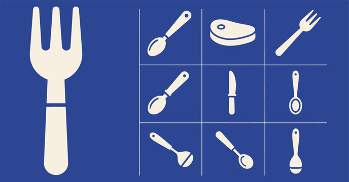 Abstract blue gradient background design featuring subtle spoon set variations and color accents for graphic design projects