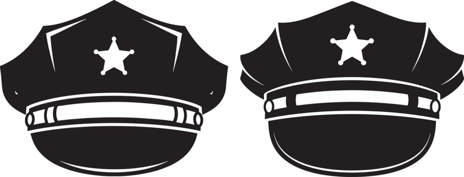 Two police officer hats silhouette
