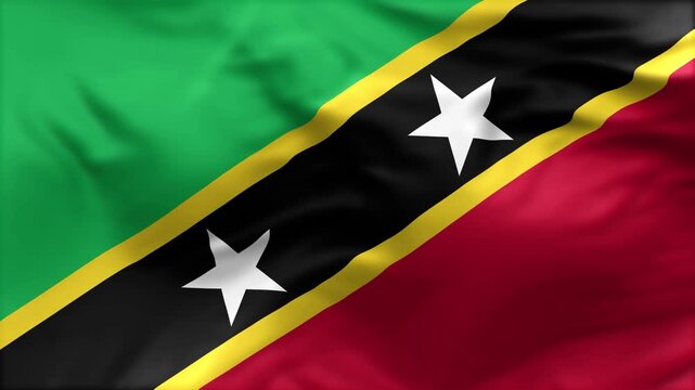 Saint Kitts and Nevis flag is waving in the wind. High-quality flags are perfect. They are perfect for various creative projects.