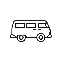 A line drawing depicts a retro van complete with rounded edges and large windows