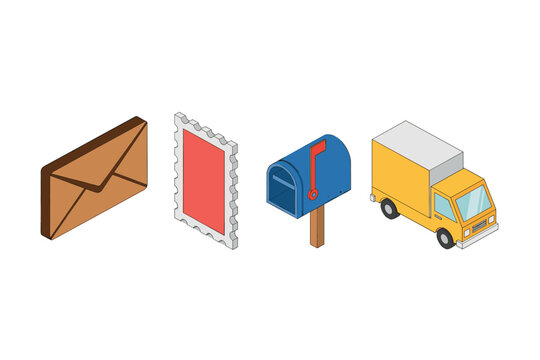 Postal service and communication icons for app and web design