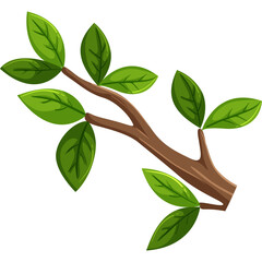 A Simple Branch With Green Leaves On A Transparent Background In A Pixel Art Style