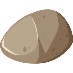 A simple brown stone with a smooth surface and a few small dark spots against a transparent background isolated object illustration