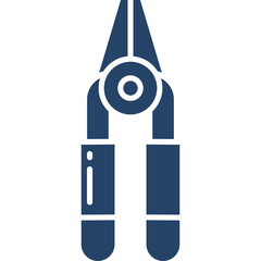 A Simple Dark Blue Silhouette of Pliers on a Transparent Background Representing a Tool for Construction and Repair