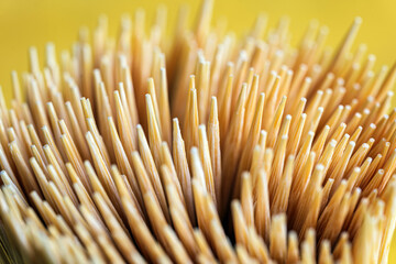 Macro of bamboo toothpick background, Most toothpicks are made of bamboo