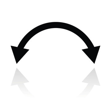 Double-headed arrows icon, symbol. Semicircular curved wide short double ended arrow. Dual semi circle arrow. Vector illustration.