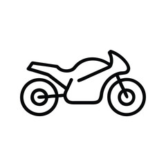 A streamlined vector illustration of a motorcycle outlined in black