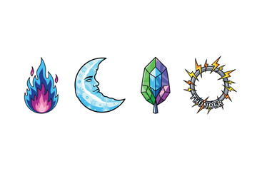 Elemental magic symbols for fantasy artwork and design