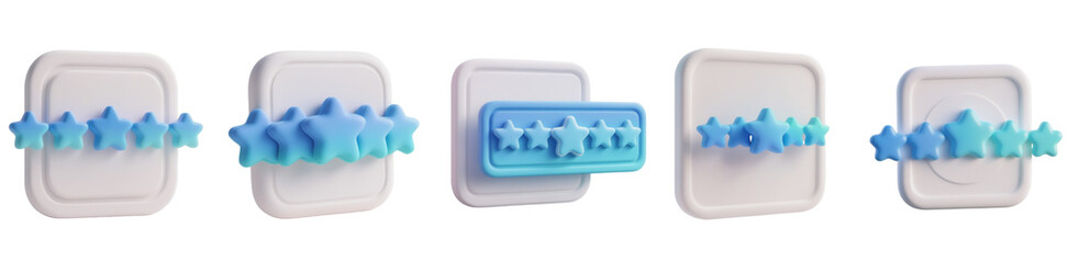 Soft 3D Star Rating Reviews Icon &mdash; Isolated on Transparent