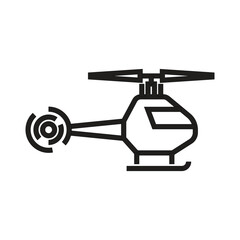 An outline of a black helicopter with rotor blades