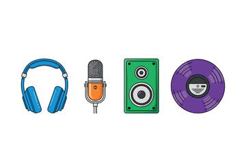 Music and audio equipment icons for design and branding