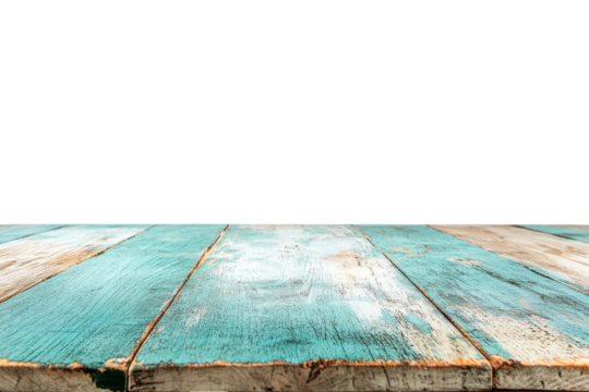 Abstract textured horizontal brush strokes isolated on transparent background. Wooden table with a green surface isolated on white background.
