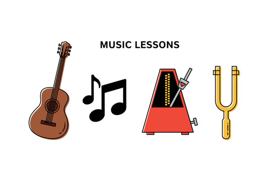 Music education icon set for teaching and learning