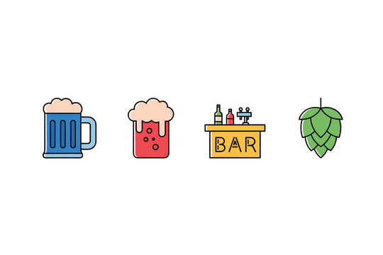 Craft beer and bar icon set: perfect for brewery branding and pub promotions