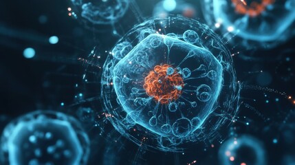 Abstract Cell with Nucleus Showing Regeneration in Progress