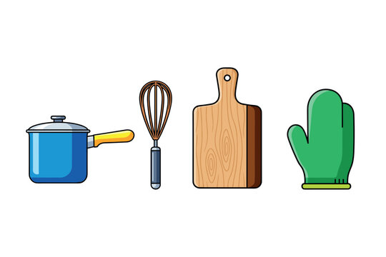 Cooking essentials icon set for kitchen and culinary design