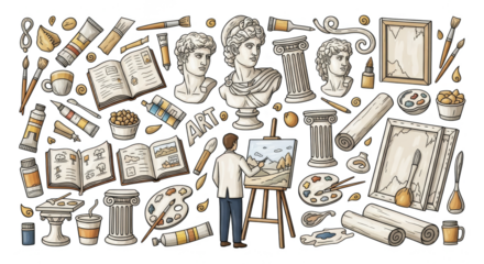 Artist studio classical art materials