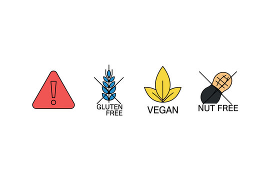 Allergy and dietary restriction symbols for food labeling and packaging design