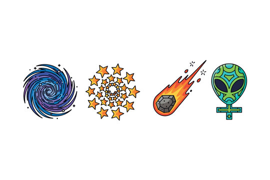 Cosmic exploration icons for sci-fi and space-themed designs - Powered by Adobe