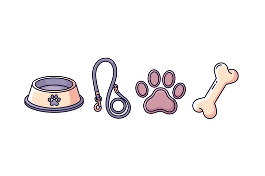 Pet care essentials icons for veterinary and animal accessories design
