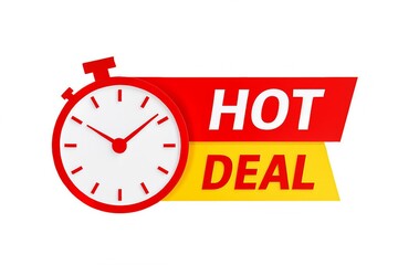 Urgent hot deal announcement with a stopwatch symbolizing limited time offers and time sensitive sales