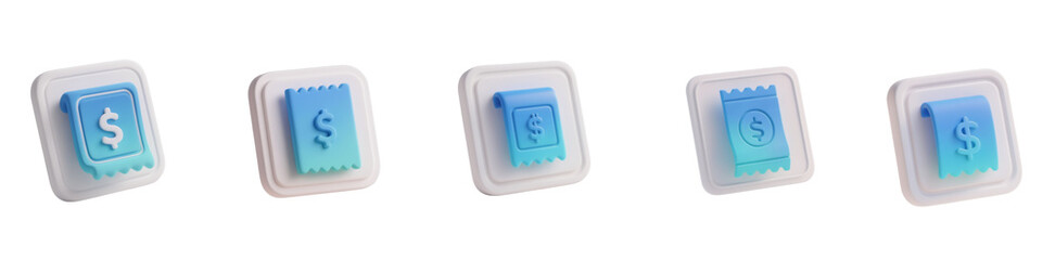 Soft 3D Dollar Invoice Billing Icon &mdash; Isolated on Transparent