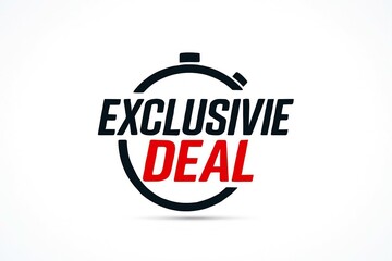 Bold black and red circle graphic announcing an exclusive deal with a stopwatch element for urgency