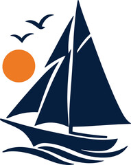 Sailboat Adventure Scalable SVG Vector Graphic with Editable Paths and Layers for Web, UI Design, Digital Art, and Print Applications