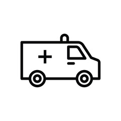 Black and white line art of an ambulance