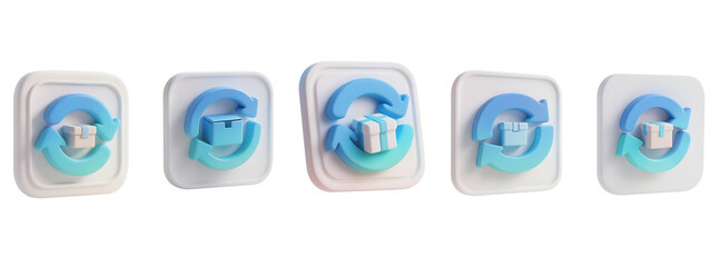 Soft 3D Returns and Exchanges Icon — Isolated on Transparent