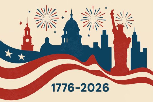 Liberty Wave Skyline &mdash; Flag Forms Creating Iconic Landmarks with 1776&ndash;2026