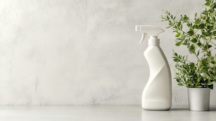 White spray bottle on a kitchen counter in clean environment
