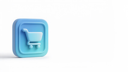 Soft 3D Shopping Cart Icon on White