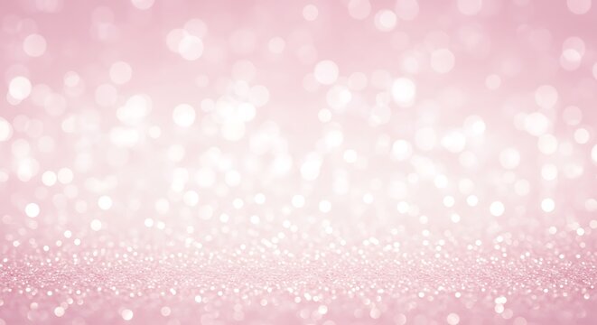 Soft pink bokeh background with sparkling glitter and blurred lights, creating a dreamy and festive atmosphere for celebrations - Powered by Adobe