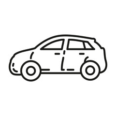 Outline drawing of a car depicting a vehicle with rounded features and simplified details