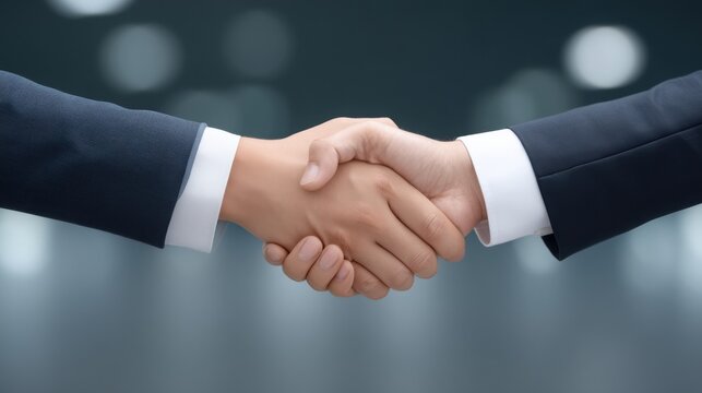 blockchain startup roadmap Two individuals shake hands, symbolizing agreement or partnership in a professional setting.