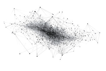 Abstract network of white lines on black background isolated on transparent background. Abstract representation of cloud computing with interconnected nodes isolated on white background.