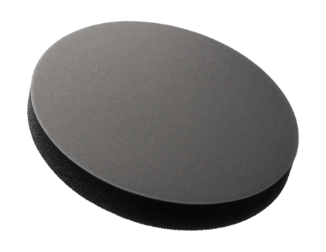 Hook and loop flexible sanding disc for contouring surfaces in furniture workshops.